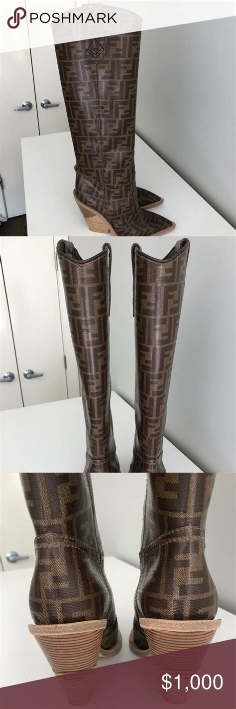 fendi ff tall leather boots|Fendi plaid cowboy boots.